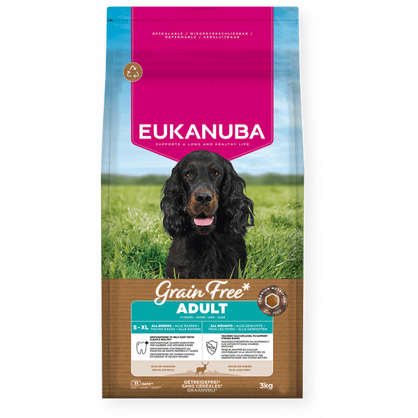 12 kg. Eukanuba teraviljavaba täissööt igas suuruses täiskasvanud koertele hirvelihaga