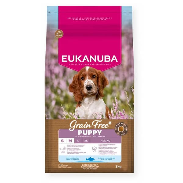 verkkokauppakuva-1000-x-1000-px-540 3 kg. Eukanuba teraviljavaba täissööt väikest-ja keskmist kasvu kutsikatele ookeanikalaga