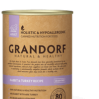 Grandorf Rabbit & Turkey in jelly 400 gr. Grandorf teraviljavaba konservtoit koertele jänese-ja kalkunilihaga