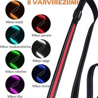 led-valgusega-tekstiilist-jalutusrihm-koerale-must4 LED-valgusega mustast tekstiilist jalutusrihm, 8 valgusrežiimi