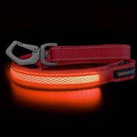 led-valgusega-tekstiilist-jalutusrihm-koerale-punane LED-valgusega mustast tekstiilist jalutusrihm, 8 valgusrežiimi