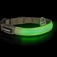 pruun LED valgusribaga pruunist tekstiilist kaelarihm, 8 valgusrežiimi