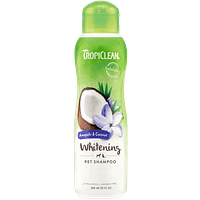 valgendav väike TropiClean looduslik seebivaba valgendav šampoon koertele ja kassidele 355 ml.