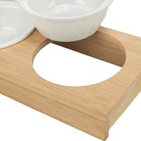 valged1 Keraamilised kausid bambusest alusel, maht 2 x 0,25 l.