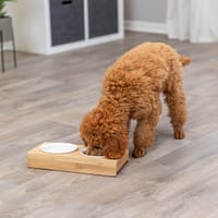 valged2 Keraamilised kausid bambusest alusel, maht 2 x 0,25 l.