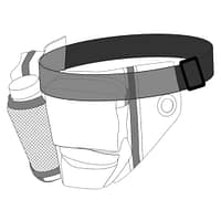 kott4 Flamingo vöökott nelja tasku ja veepudeliga, mille maht 500 ml.