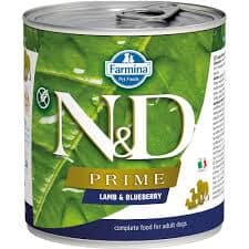 lammas-mustikas 6 x 285 gr. Farmina N & D Prime teraviljavaba konservsööt täiskasvanud koertele lambaliha & mustikatega
