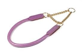 lilla Ümarast naturaalsest nahast poolpoov kaelarihm, läbimõõt 8 mm.