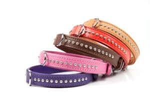 zoe Naturaalsest nahast, voodriga ning neetidega kaunistatud kaelarihm ZOE väikest kasvu koertele