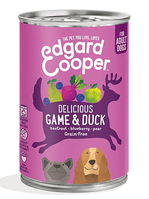 Edgard Cooper Delicious Duck & Game 400 gr. Edgard Cooper teraviljavaba konservtoit täiskasvanud koertele uluki-ja pardilihaga