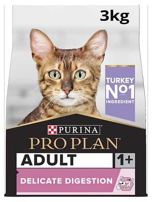 delicate 3 kg. Pro Plan Delicate toitu valivatele täiskasvanud kassidele  kalkunilihaga