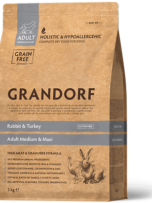 GD rabbit 3 kg. Grandorf täissööt keskmist-ja suurt kasvu täiskasvanud koertele jänese-, kalkuniliha ja bataadiga