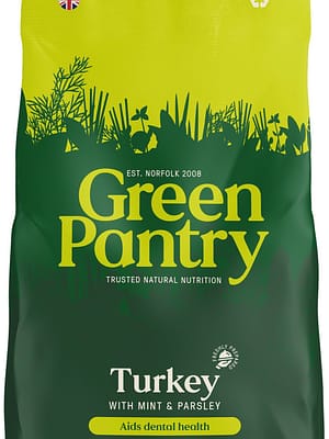 green-pantry-turkey-with-mint-parsley 2 x 10 kg. Green Pantry keemiavaba täissööt kalkuniliha ja pruuni riisiga igas vanuses ja suuruses koertele