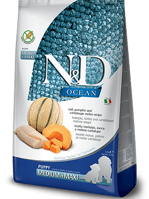 705_27_nd-ocean-puppy-medium-maxi-cod-melon-pumpkin 12 kg. Farmina Ocean  teraviljavaba kutsikatoit keskmist-ja suurt kasvu kutsikatele tursaga