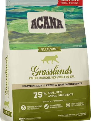 Acana Cat grasslands 4,5 kg. Acana Cat Grasslands teraviljavaba täisööt igas vanuses kassidele linnulihaga