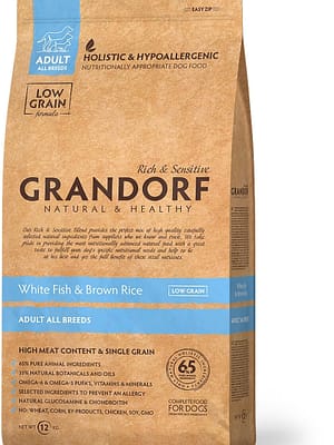 Grandorf cat white fish 2 kg. Grandorf kassitoit valge kala ja pruuni riisiga täiskasvanud kassidele