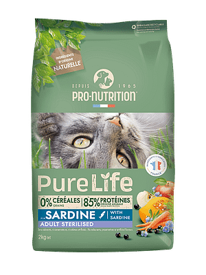 Pure-life-cat-adult-sterilized-sardine 8 kg. PureLife Cat täissööt pardiliha ja sardiinidega steriliseeritud/kastreeritud kassidele