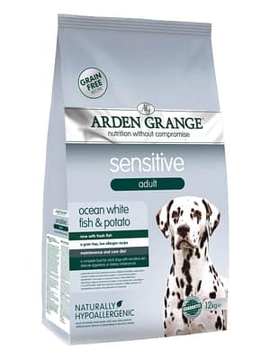 Arden Grange Sensitive Adult - grain free - ocean white fish 12 kg. Arden Grange teraviljavaba täissööt igas suuruses täiskasvanud koertele valge kalaga