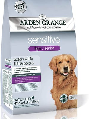 Arden Grange Sensitive Light-Senior - grain free - ocean white fish & potato 12 kg. Arden Grange teraviljavaba täissööt seeniorkoertele valge kalaga