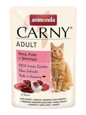 carny krevettidega 6 x 85 gr. Animonda teraviljavaba konservtoit täiskasvanud kassidele veise-ja kalkuniliha ning krevettidega