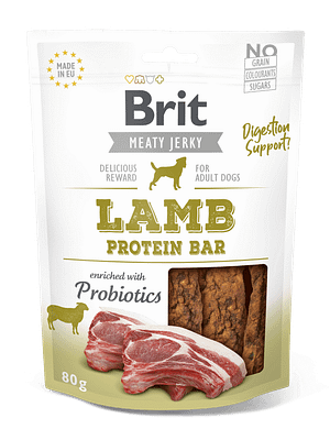 10408_6090de40ef4728.78788770_3D_PROTEIN-BAR_lamb_80g.png Brit Jerky Lamb Protein Bar Snack teraviljavaba närimismaius koertele 80g
