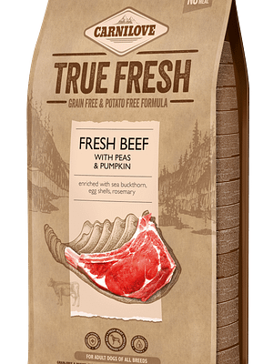 10550_60e44f78645962.65973441_beef_12_kg_3D.png 11,4 kg. Carnilove teravilja-ja kartulivaba täissööt True Fresh Beef täiskasvanud koertele