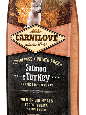 2884_602ba8caaffa84.69054274_3D_puppy_large_12kg_01_RGB.png 12 kg. CarniLove teravilja-ja kartulivaba täissööt suurt kasvu kutsikatele lõhe ja kalkunilihaga