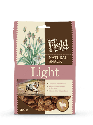3417_602bc9962da993.07284439_sam-dog-snack-light-1.png Sam's Field Natural Light maiused madalama rasvasisaldusega 200 gr.