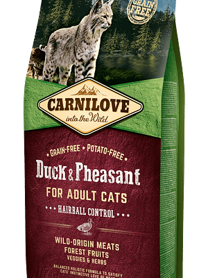 3864_6023d608ac3722.39401567_CL_cat_duck_pheasant_6kg_3D.png 6 kg. CarniLove teravilja-ja kartulivaba täissööt täiskasvanud kassidele pardi-ja faasanilihaga