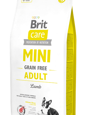 5382_602ae74925d539.02918192_BC_mini_Adult_3D_7kg.png 7 kg. Brit Care Mini Adult teraviljavaba täissööt väikest kasvu täiskasvanud koertele lambalihaga