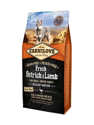 5667_6000b57b238f92.57264568_fresh20ostrich.png 6 kg. CarniLove teravilja-ja kartulivaba täissööt väikest kasvu täiskasvanud koertele lamba-ja jaanalinnulihaga