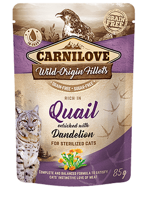 7333_602f5691137423.17148407_3D__18220_CL_WET-FOOD_CAT_85g_pouche_QUAIL.png 6 x 85 gr. CarniLove teraviljavaba konservsööt steriliseeritud kassidele kana-ja vutilihaga
