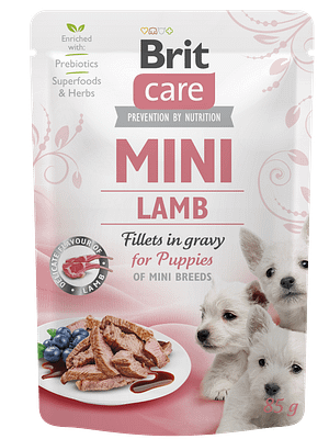 7676_602f6cdc8c1702.29771509_BC_MINI_kapsicka_lamb_puppy_3D.png 6 x 85 gr. Brit Care Mini teraviljavaba märgtoit kutsikatele lambalihaga