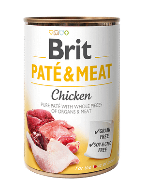 8860_60f7de185676a9.26796243_BRIT_P26M_Chicken_3D.png 400 gr. Brit Care teraviljavaba pasteet koertele kana-ja veiselihaga