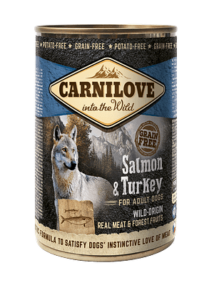 CL_salmon_adult_3D_CZ_piktogram.png 400 gr. CarniLove teraviljavaba konservtoit täiskasvanud koertele lõhe ja kalkunilihaga