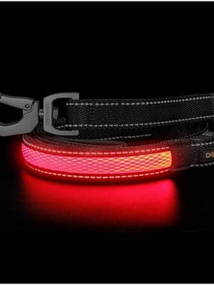 led-valgusega-tekstiilist-jalutusrihm-koerale-must LED-valgusega mustast tekstiilist jalutusrihm, 8 valgusrežiimi