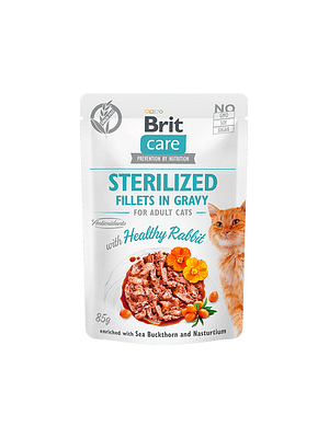sterilized-with-rabbit.png 6 x 85 gr. Brit Care teraviljavaba märgtoit steriliseeritud/kastreeritud kassidele jänesefilee kastmes