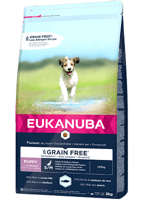 eukanuba grain free sm puppy 3 kg. Eukanuba teraviljavaba täissööt väikest-ning keskmist kasvu kutsikatele värskelt külmutatud lõhega