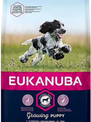 EUKANUBA Dog Dry food for Puppy Medium Breed with Chicken 12KG 12 kg. Eukanuba täissööt keskmist kasvu kutsikatele kanalihaga