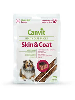 9037_60784e09cf3af7.08599161_skinandcoat01.jpg Canvit Coat teraviljavabad maiused täiskasvanud koertele lõhega 200 gr.
