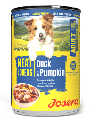 4032254798163_Dog_Josera_Meatlovers_Menu_DuckPumpkin_400g_frontal 6 x 400 gr. Josera Menu teraviljavaba konservsööt täiskasvanud koertele pardiliha & kõrvitsaga