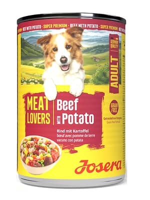 Konservi-JOSERA-Adult-Menu-Beef-with-Potato-400-g 6 x 400 gr. Josera Adult Menu teraviljavaba konservsööt täiskasvanud koertele veiseliha & kartuliga