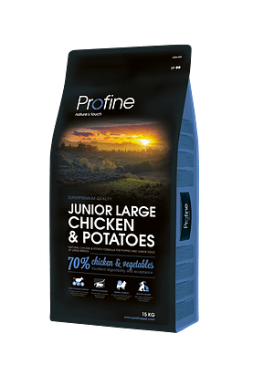 10146_62d65e723fbbc1.07168353_Profine20Dog_junior20large20chicken202620potatoes_15kg.png 15 kg. Profine Junior täissööt suurt kasvu noortele koertele kanaliha ja kartuliga