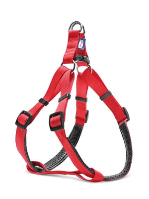 10825_6245880303b601.41573565_traksid.jpeg Record punast värvi nailonist traksid koertele rinnaümbermõõduga 41-66 cm.