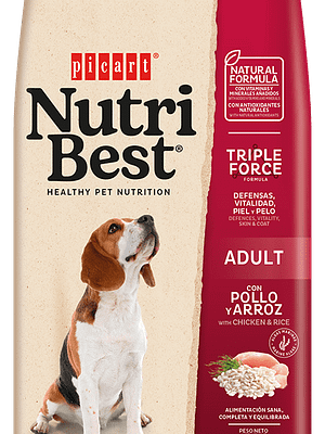 adult kana 3 kg. NutriBest täissööt keskmist-ja suurt kasvu täiskasvanud koertele kanaliha ja riisiga