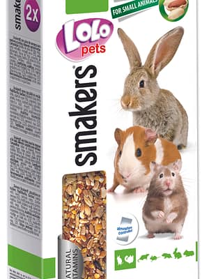 5904479711069.jpg LoLo Pets Smakers maiusepulgad närilistele ja jänestele pähklitega 2 tk. 90 gr.