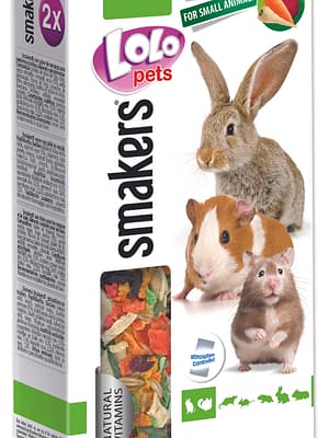 5904479711083.jpg LoLo Pets Smakers maiusepulgad närilistele ja jänestele juurviljadega 2 tk. 90 gr.