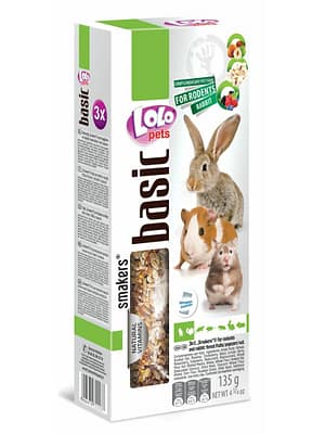 5904479711137.jpg LoLo Pets Smakers 3in1 maiusepulgad närilistele pähklite, metsmarjade ja popcorniga 3 tk. 135 gr.