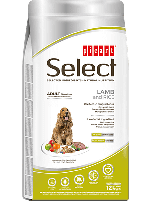 8436011152308.jpg 12 kg. Select Adult Sensitive Lamb and Rice täissööt lambaliha ja riisiga täiskasvanud koertele