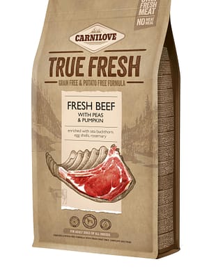 8595602546039.jpg 1,4 kg. Carnilove True Fresh teravilja-ja kartulivaba täissööt täiskasvanud koertele veiselihaga